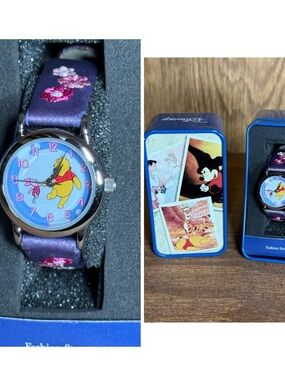Disney Purple and Pink Winnie the Pooh & Piglet Floral Wristwatch